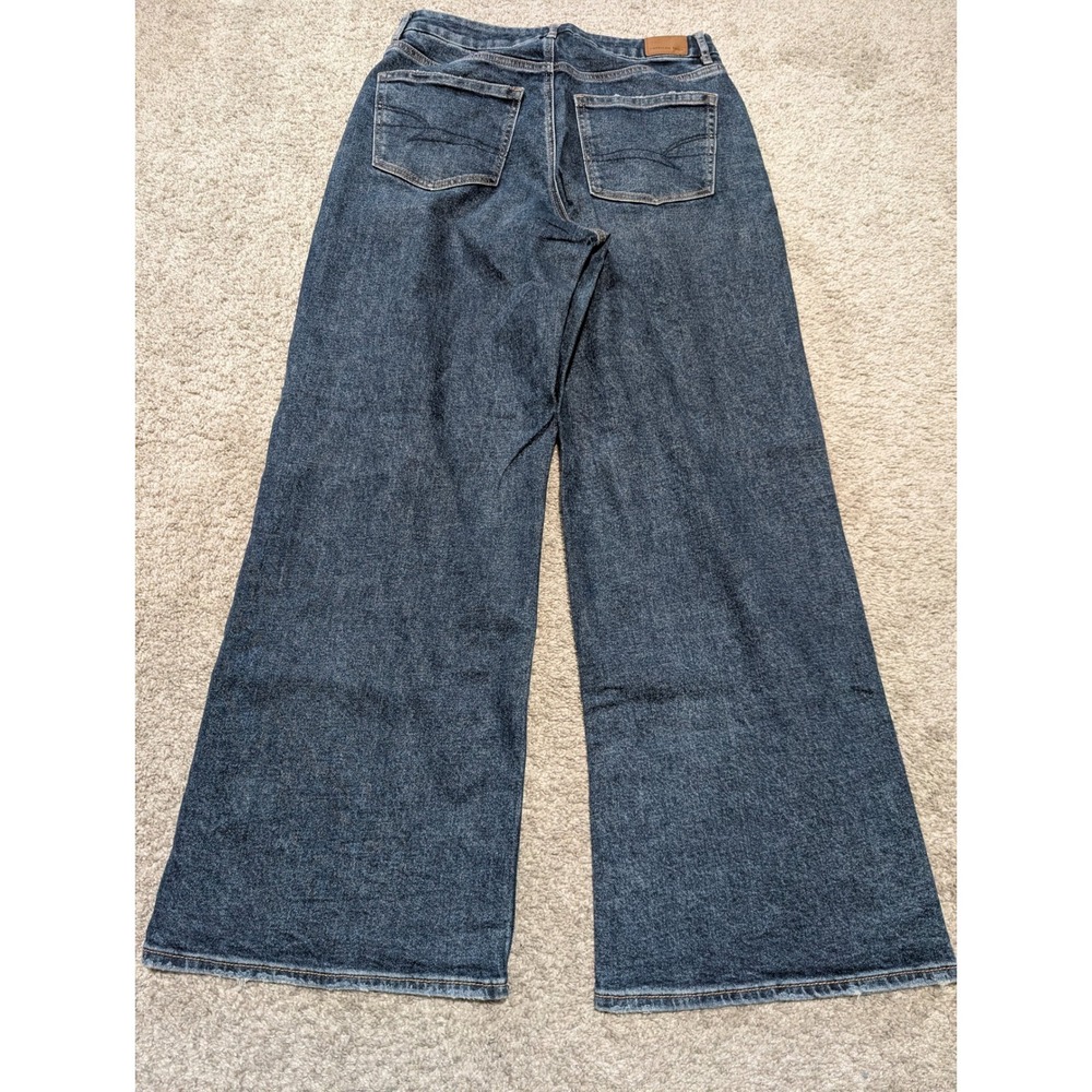 American Eagle Jeans Womens 10 Blue Wide Leg High Rise Baggy Dark Wash Denim - Picture 7 of 9